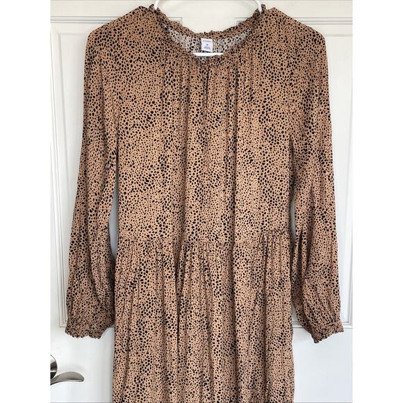 Old Navy Women's Boho Tiered Maxi Dress Sz M Long Sleeve Animal Print Flowy - Picture 5 of 16